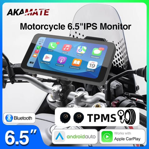 Wireless CarPlay Monitor 6.5 Inch for Motorcycles Android Head Unit AKAMATE