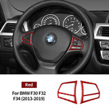For BMW F30 F32 F34 (2013-2019) Car Steering Wheel Button Panel Trim Sticker Anti Scratch Carbon Fiber Interior Tuning Accessory