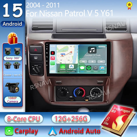 Android 15 Navigation Head Unit for Nissan Patrol Y61 2004–2011 Android Head Unit RSNAVI