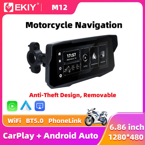 6.86" CarPlay Moto GPS for Universal Motorcycles Android Head Unit EKIY