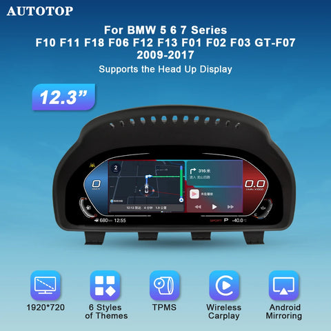 12.3-Inch Digital Instrument Cluster for BMW 5 Series 2009–2017 Android Head Unit AUTOTOP