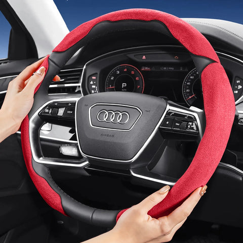 Sports Suede Steering Wheel Cover for Audi Models Car Interior Accessory Hocasen