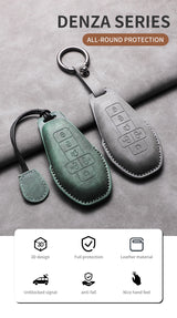 Leather Car Key Case Cover Shell For DENZA D9 EV D9 DM Sheep Suede Car Remote Key Bag Case Protecter Keychain Cover Decorativ