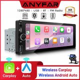 6.86-inch Wireless CarPlay Android Auto 1-Din Stereo Head Unit Android Head Unit ANYFAR