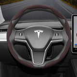 Anti-Slip Suede Steering Wheel Cover for Tesla 2024