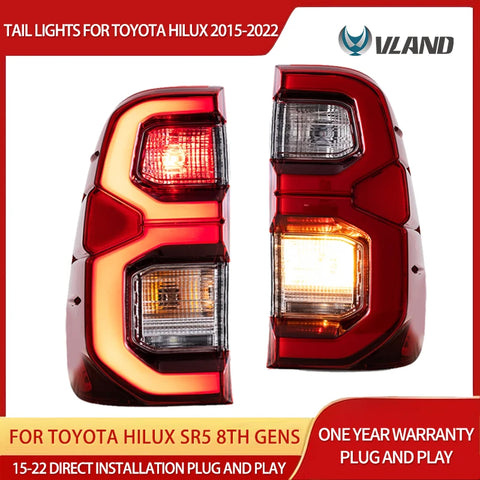 LED Tail Lights Smoked for Toyota Hilux 2015-2022 LED Ambient Light Vland