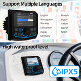 MP5 Marine Stereo Bluetooth Radio Waterproof for Boat UTV Car Interior Accessory AKAMATE