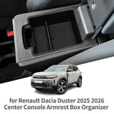 Car Armrest Storage Box for Renault Dacia Duster 2025 2026 Car Interior Accessory SMABEE