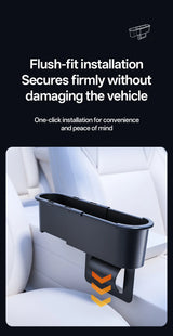 Adjustable Sliding Car Seat Gap Organizer, Flush-Mount Storage Box for Driver & Passenger, 2X Expandable Capacity Car Interio