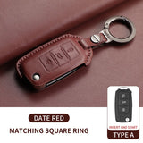 Leather Car Key Case Cover For Volkswagen Golf 7 MK7 Jetta Lavida Keychain Cover