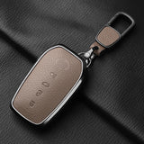 Metal And Goatskin Car Key Case Cover For Toyota Sequoia Cross Fortuner Prius Venza Alphard Vellfire Sienna Tundra Mirai Yaris