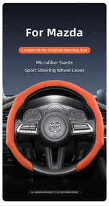 Snap-On Suede Steering Wheel Cover for Mazda Cars Car Interior Accessory Hocasen