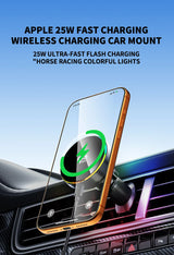 Qi2.2 25W Car Magnetic RGB Wireless Charger With Air Cooling Fan Phone Holder
