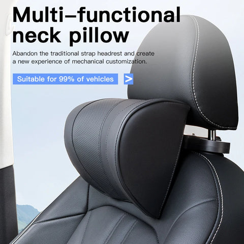 Leather Car Seat Headrest Cushion with Multi-Function Memory Foam Car Neck Pillow Car Accessory OEM