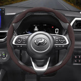Perodua Suede Buckle Steering Wheel Cover Brown