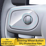 Leapmotor B10 B01 Car Steering Wheel Button TPU Protective Film Transparent Sticker Modification Car Steering Wheel Accessory