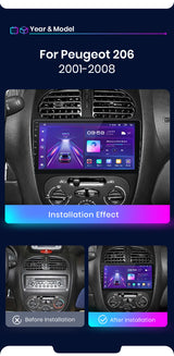 9-inch Android Multimedia Player for Peugeot 206 2000–2008 Android Head Unit JIUYIN