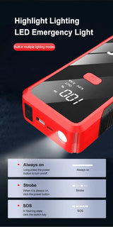 EAFC 12V Car Jump Starter Power Bank Portable Car Battery Booster Charger Starting Device Auto Emergency Start-up Lighting