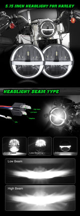 Latest 5.75 Inch Motorcycle LED Headlight for Harley Dyna Softail Sportster 883 XL883 FXCW 5 3/4 inch led motorbike headlamp DRL Angel Eye