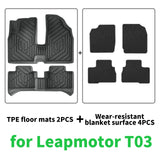 Custom TPE All-Weather Floor Mats for Leapmotor T03 2024-2026 Car Floor Mat CATUSIKI Double mats 6PCS For Left Hand Drive