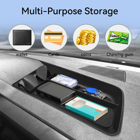 Dashboard Storage Box ABS for Volkswagen Taos 2022-2024 Car Display Screen Rear Tray Organizer Accessories Tidying Black Car