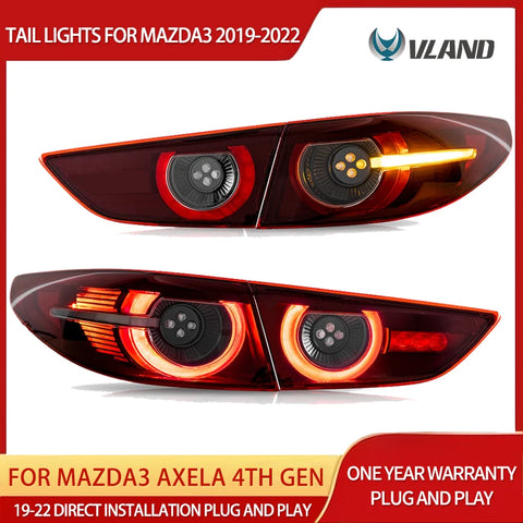 LED Tail Lights with Dynamic Welcome for Mazda3 2019-22 Car Interior Accessory Vland