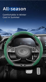 Split Snap-On Suede Steering Wheel Cover for Hyundai