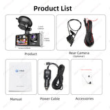 3-Channel 1080P Dash Cam WiFi Night Vision Universal