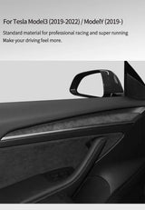 Top Suede For Tesla Model 3 (2020-2023) Model Y (2020-) Door Inner Handle Trim Sticker Car Premium Interior Tuning Accessorie