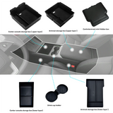 Armrest Upper and Lower Flocking Storage Box Watercup Holder Camera Cover Armrest Box Storage TEKSY