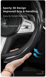 BMW Snap-On Carbon Fiber Sports Steering Wheel Cover Car Interior Accessory Hocasen