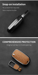 Metal and Leather 3 Button Car Key Case Cove For VW Volkswagen Beetle Caddy Eos Golf Jetta Polo Scirocco Tiguan Touran UP
