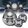 Motorcycle 7 Inch Round LED Headlight 4.5inch Led Fog Lights Set For Harley Touring Road King Ultra Classic Electra LED LAMP H4