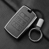 Metal and Leather Car Key Case Cover for Jaguar I-PACE Keychain Accessories