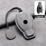 Car Key Cover For Mercedes Benz A C E S G Class GLC CLE CLA W177 W205 W213 W222 X167 AMG Leather Car Key Protective Cover