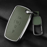 Metal and leather car key case cover for Lincoln Continental Navigator