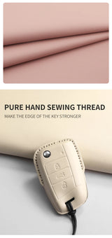PU Leather Key Case Cover for VW Tiguan T-Cross Car Interior Accessory OEM