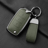 Metal and Leather 3 Button Car Key Case Cove For VW Volkswagen Beetle Caddy Eos Golf Jetta Polo Scirocco Tiguan Touran UP