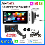 6-inch Wireless CarPlay Monitor for Motorcycles ATVs Android Head Unit AKAMATE