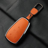 Aluminum Alloy Goatskin Car Key Case Cover For Changan Eado Unit CS35plus CS55plus CS75plus Car Key Protection Shell Accessories