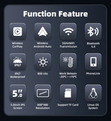 5 inch Waterproof Wireless CarPlay GPS for Moto Android Head Unit EKIY