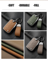 Aluminum Alloy Goatskin Car Key Case Cover For VW Golf 7 mk7 Skoda Octavia A7 Tiguan MK2 SEAT Ateca Leon FR 2 Ibiza Car Inter