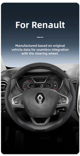 Renault Non-Slip D-Shaped Leather Steering Cover Car Interior Accessory Hocasen