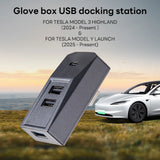 Glovebox USB Hub For Tesla New Model Y Launch Juniper 2025 Model 3 Highland 2024 Type-C Port Splitter Docking Station Data