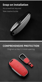 360 Degree Protection Metal Goatskin Car Key Case Cover For Audi A6 A7 A8 B9 A5 A4 8S 8W Q5 Q7 4M S5 S7 TT cars accessories