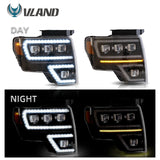LED Projector Headlights Black for Ford F150 2009-2014 LED Headlight Vland