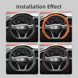 Perforated Leather Wheel Cover for Seat Ibiza Ateca Leon Car Interior Accessory Hocasen
