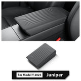 2026 2025 For Tesla Model Y Juniper Armrest Box Lid Cover TPE Soft Snug Fit Center Console Protector Case Interior Accessories BLACK