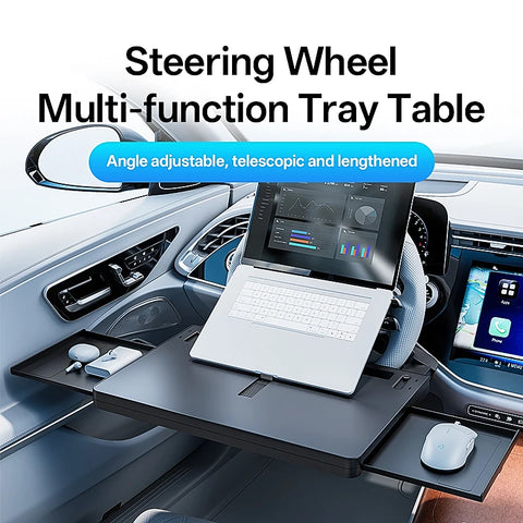 Car Tray Table Food Tray Desk Folding Laptop Desk Auto Steering Wheel Tray Mount Adjustable Water Cup Computer Bracket Car In