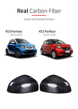 Carbon Fiber Rear Mirror Cover for Smart 453 Fortwo Car Interior Accessory GMUNI
